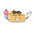 Cartoon character of cheesecake orange holding an ice cream