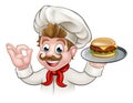 Cartoon Character Chef Holding Burger