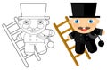 Cartoon character - chimney-sweep - coloring page Royalty Free Stock Photo