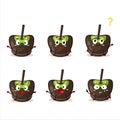 Cartoon character of chocolate sugar candy with what expression