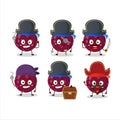 Cartoon character of christmas ball dark purple with various pirates emoticons