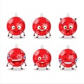 Cartoon character of christmas ball red with smile expression Royalty Free Stock Photo