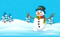 Cartoon Character Christmas Snowman Snowy Hills