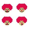 Cartoon character clown, set of 4 faces