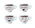 Cartoon Character Coffee Cup. Hand drawn Vector Pattern Emoticon. Actual Artistic Design Emoji for Cafe