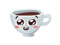 Cartoon Character Coffee Cup. Hand drawn Vector Pattern Emoticon. Actual Artistic Design Emoji for Cafe