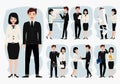 Cartoon character with a collection of couples in the office. Vector illustration of various cartoon male and female standing