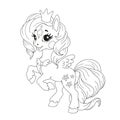 Cartoon character for coloring book. Pony unicorn doodle. Element for children`s creativity. Fabulous vector unicorn