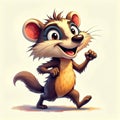 Cartoon character comedy smiling silly face marten weasel gopher pet running