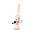 Cartoon character of concealer stick sing a song with a microphone