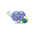 Cartoon character concept of rich streptococcus pneumoniae with shopping bags