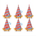 Cartoon character of confetti trumpet with sleepy expression