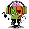 pumpkin zombie music mascot cartoon