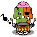 pumpkin zombie drum mascot cartoon.
