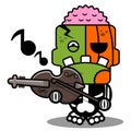 pumpkin zombie violin mascot cartoon