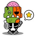 Pumpkin zombie star mascot cartoon