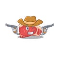 Cartoon character cowboy of sirloin with guns