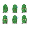 Cartoon character of cucumber with sleepy expression