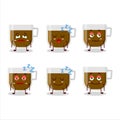 Cartoon character of cup of coffee with sleepy expression