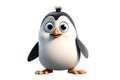 cartoon character cute baby penguin on isolated white background. Generative AI illustration Royalty Free Stock Photo