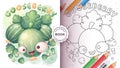 Cartoon character cute berry gooseberries coloring book