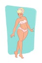 Cartoon character. cute girl wearing bikini. retro style. blonde Royalty Free Stock Photo