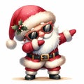 A cartoon character of a cute Santa dabbling