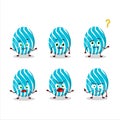 Cartoon character of cyan easter egg with what expression Royalty Free Stock Photo