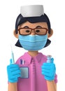 Cartoon character 3d avatar Asian female nurse Royalty Free Stock Photo