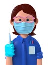 Cartoon character 3d avatar caucasian female nurse