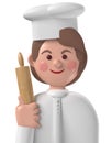 Cartoon character 3d avatar caucasian female professional baker