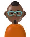 Cartoon character 3d avatar happy young black man