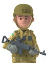 Cartoon character 3d avatar Ukrainian male soldier