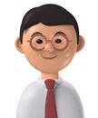 Cartoon character 3d avatar young asian business man with