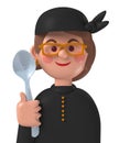 Cartoon character 3d happy caucasian female chef