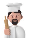 Cartoon character 3d happy caucasian male baker