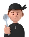 Cartoon character 3d happy caucasian male chef