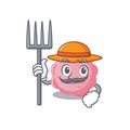 Cartoon character design of anaplasma phagocytophilum as a Farmer with hat and pitchfork