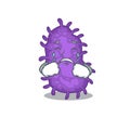 Cartoon character design of bacteria bacilli with a crying face