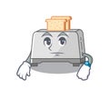 Cartoon character design of bread toaster on a waiting gesture