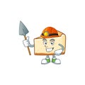 Cartoon character design of cheese cake work as a miner