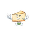 Cartoon character design concept of cheese cake cartoon design style with wink eye