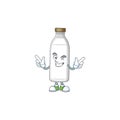 Cartoon character design concept of milk bottle cartoon design style with wink eye