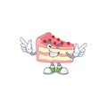 Cartoon character design concept of strawberry slice cake cartoon design style with wink eye