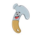 Cartoon character design funny hammer, vector illustration