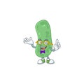 Cartoon character design of Geek enterobacteriaceae wearing weird glasses