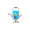 Cartoon character design of Geek wall hand sanitizer wearing weird glasses