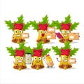 Cartoon character design of jingle christmas bells working as a courier