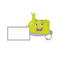 Cartoon character design of pituitary holding a board