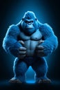 A cartoon character design of a strong blue gorilla with a muscular body. vertical orientation Royalty Free Stock Photo